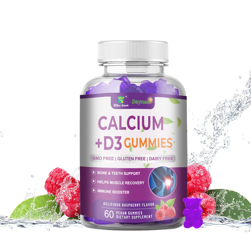 Vegan Calcium + D3 Gummies | Raspberry Flavor Gluten - Free Bone & Muscle Support