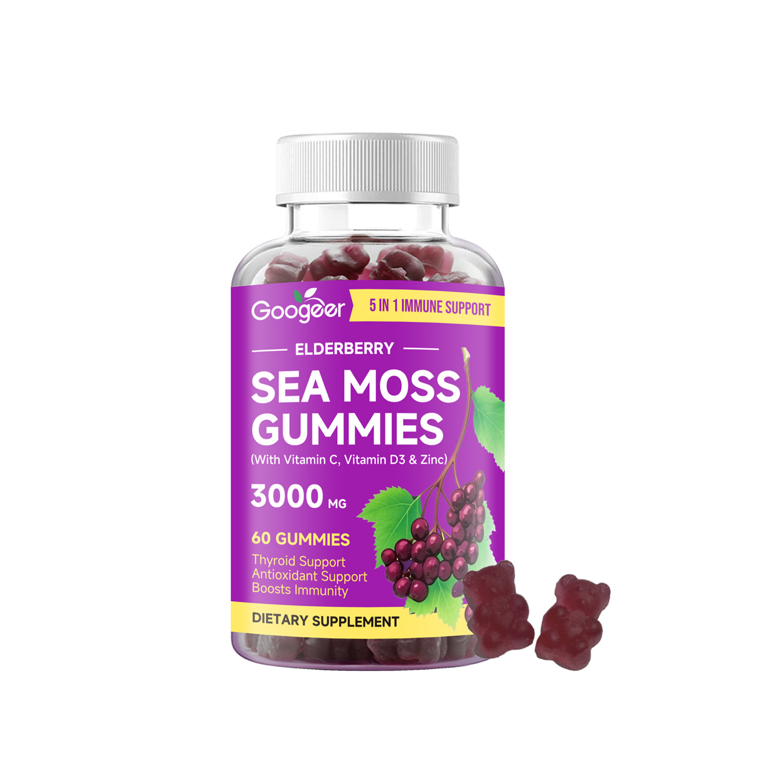 Sea Moss Vitamin C+d Zinc Gummies Immune Energy Detox Mineral Support