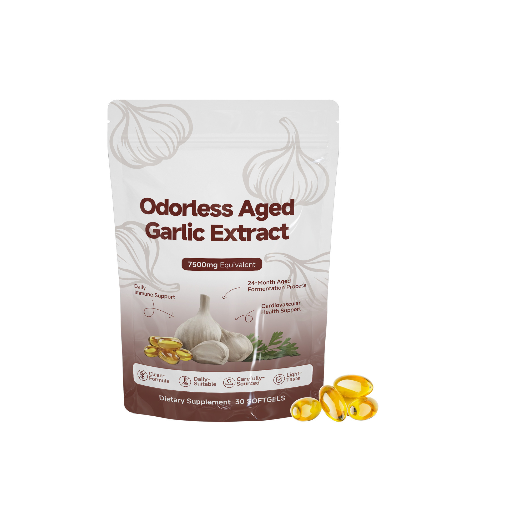 Garlic Extract Softgel Capsules 30-count-nourish Your Body Boost Energy Support Balanced Diet & Essential Nutrients