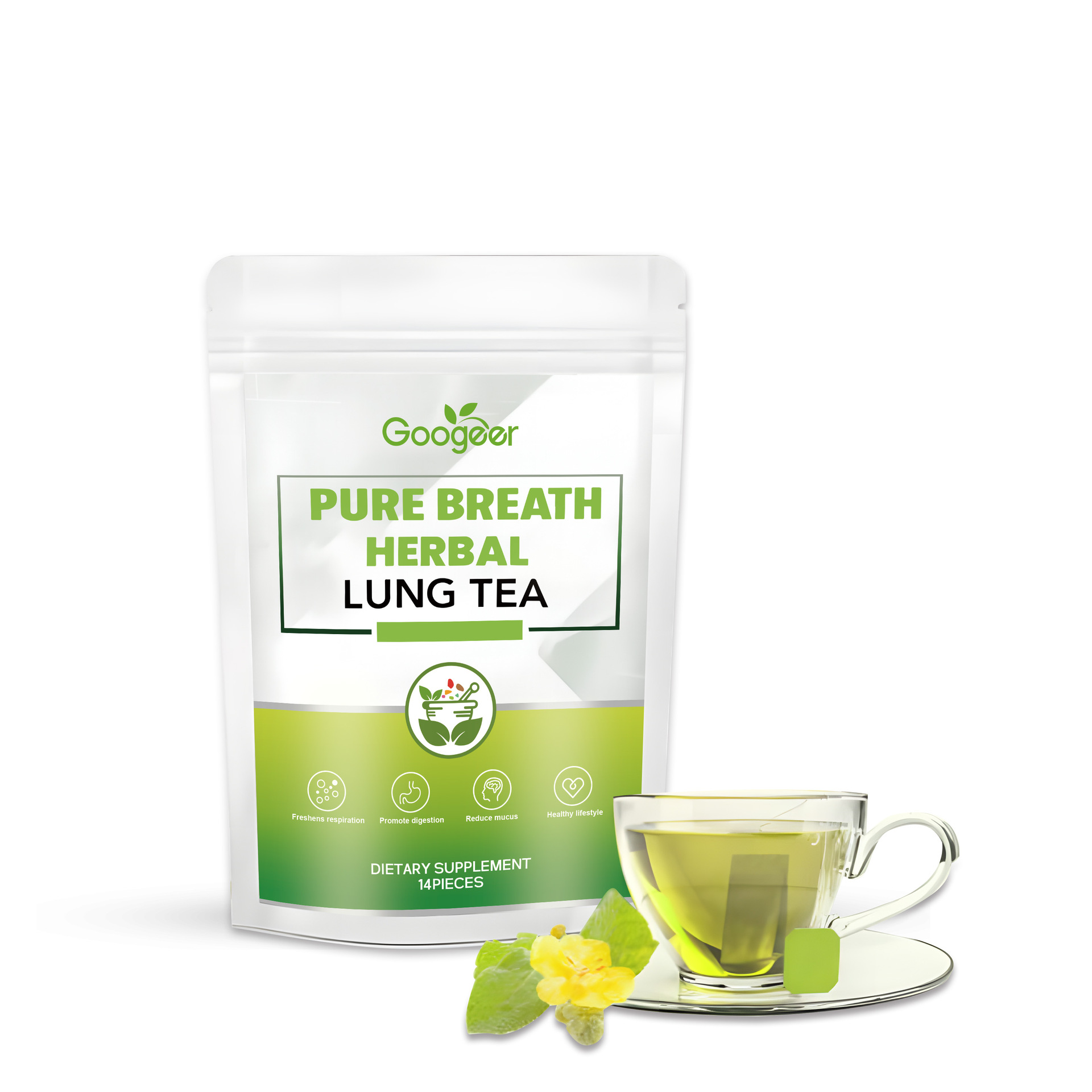 Herbal Lung Tea Throat & Lung Soothing Care Plant Extracts Daily Mild Comfort Bag Packaging