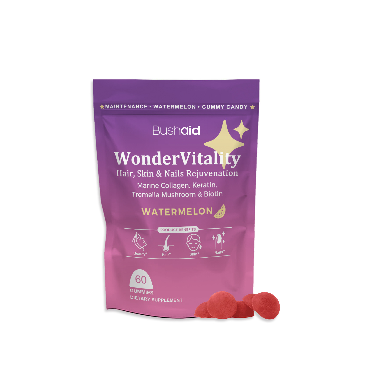 Watermelon-flavored Collagen Gummy Candy Supplement For Improved Bone Density 60 Gummies